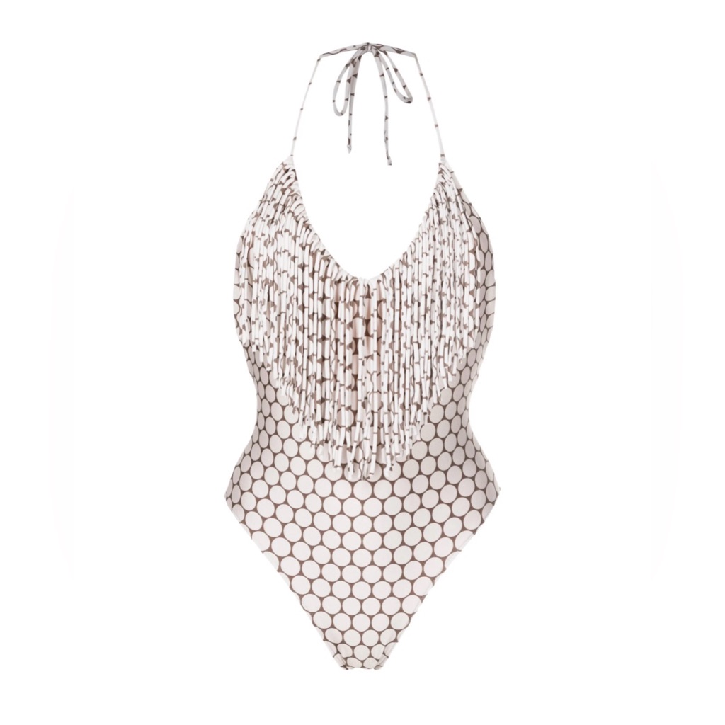 Adriana Degreas Fringe-Detailing Graphic-Print Swimsuit One Piece S